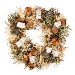 MACKENZIE-CHILDS Mackenzie-chilllds Mocha Check Harvest 25" Wreath