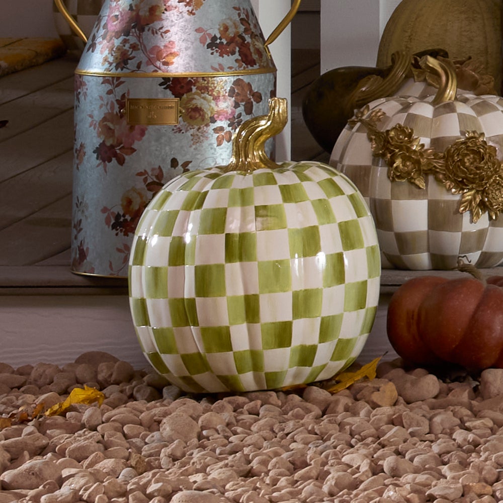 MACKENZIE-CHILDS Mackenzie-chilllds Moss Check Large Pumpkin - Image 2