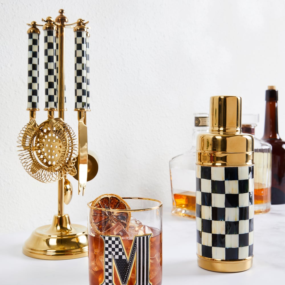 MACKENZIE-CHILDS Mackenzie-chilllds Gold Courtly Check 3260 Barware - Image 14