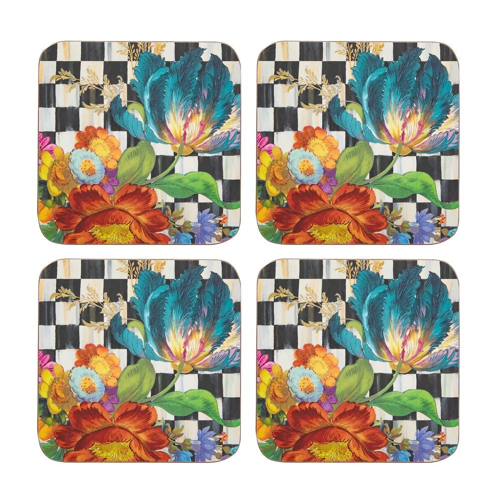Courtly Flower Market Cork Back Coasters, Set of 4 - Image 2