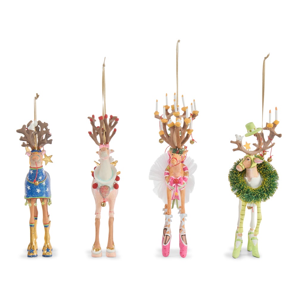 MACKENZIE-CHILDS Mackenzie-chilllds Patience Brewster Dash Away Reindeer Ornament Set-B - Image 4