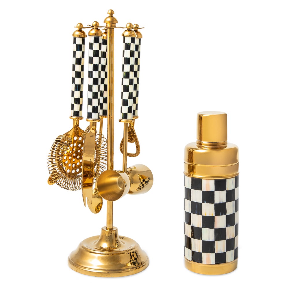 MACKENZIE-CHILDS Mackenzie-chilllds Gold Courtly Check 3260 Barware - Image 12