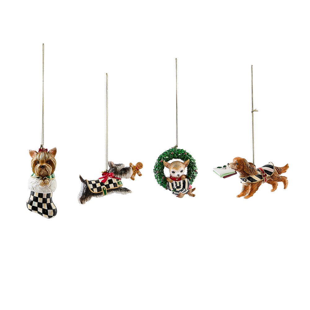 Check It Out Dog Ornaments, Set of 4