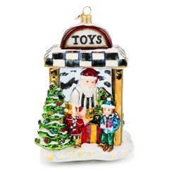 MACKENZIE-CHILDS Mackenzie-chilllds Santa's Toy Store Glass Ornament