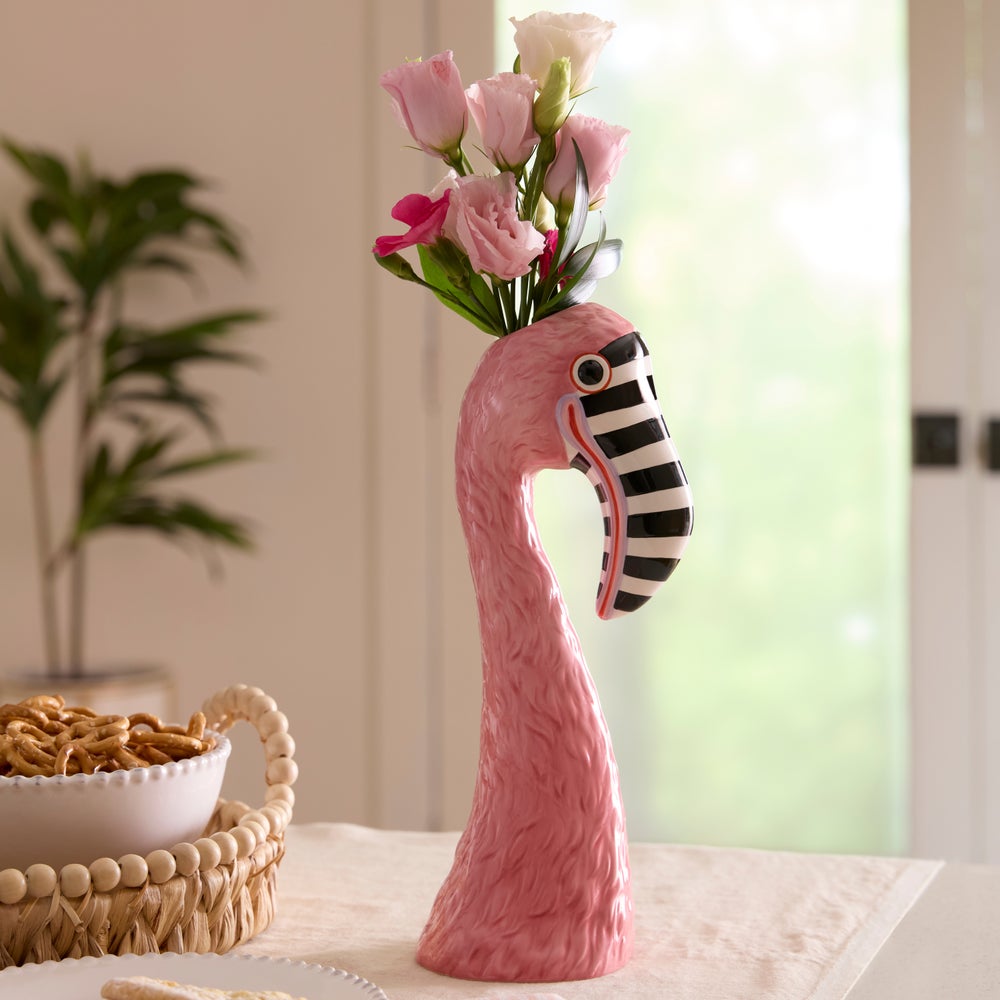MACKENZIE-CHILDS Mackenzie-chilllds Patience Brewster Flamingo Ceramic Vase - Image 2