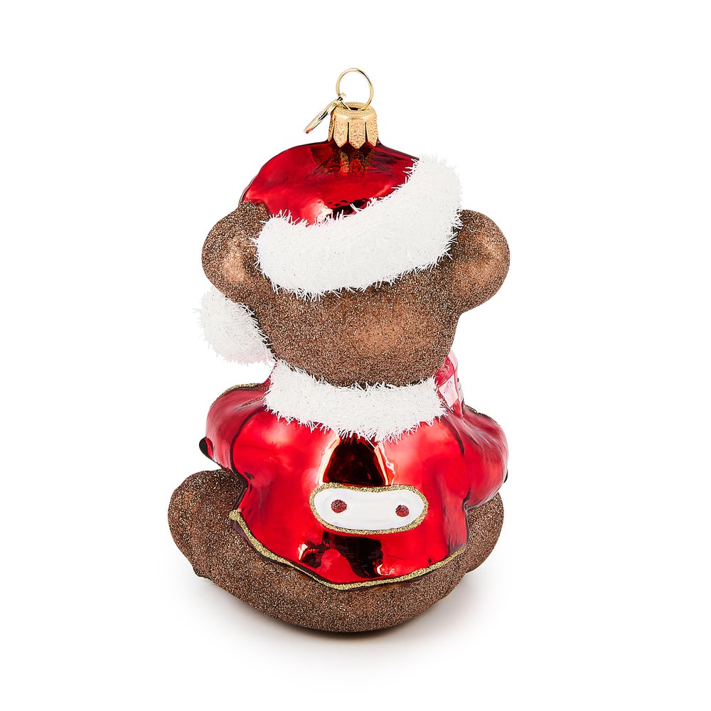 Check It Out Teddy Bear Glass Ornament - Image 2