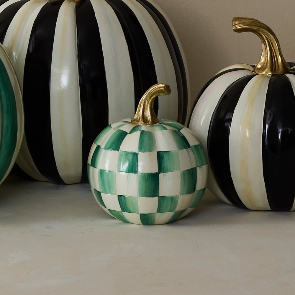 MACKENZIE-CHILDS Mackenzie-chilllds Emerald Check Mini Pumpkin - Image 4