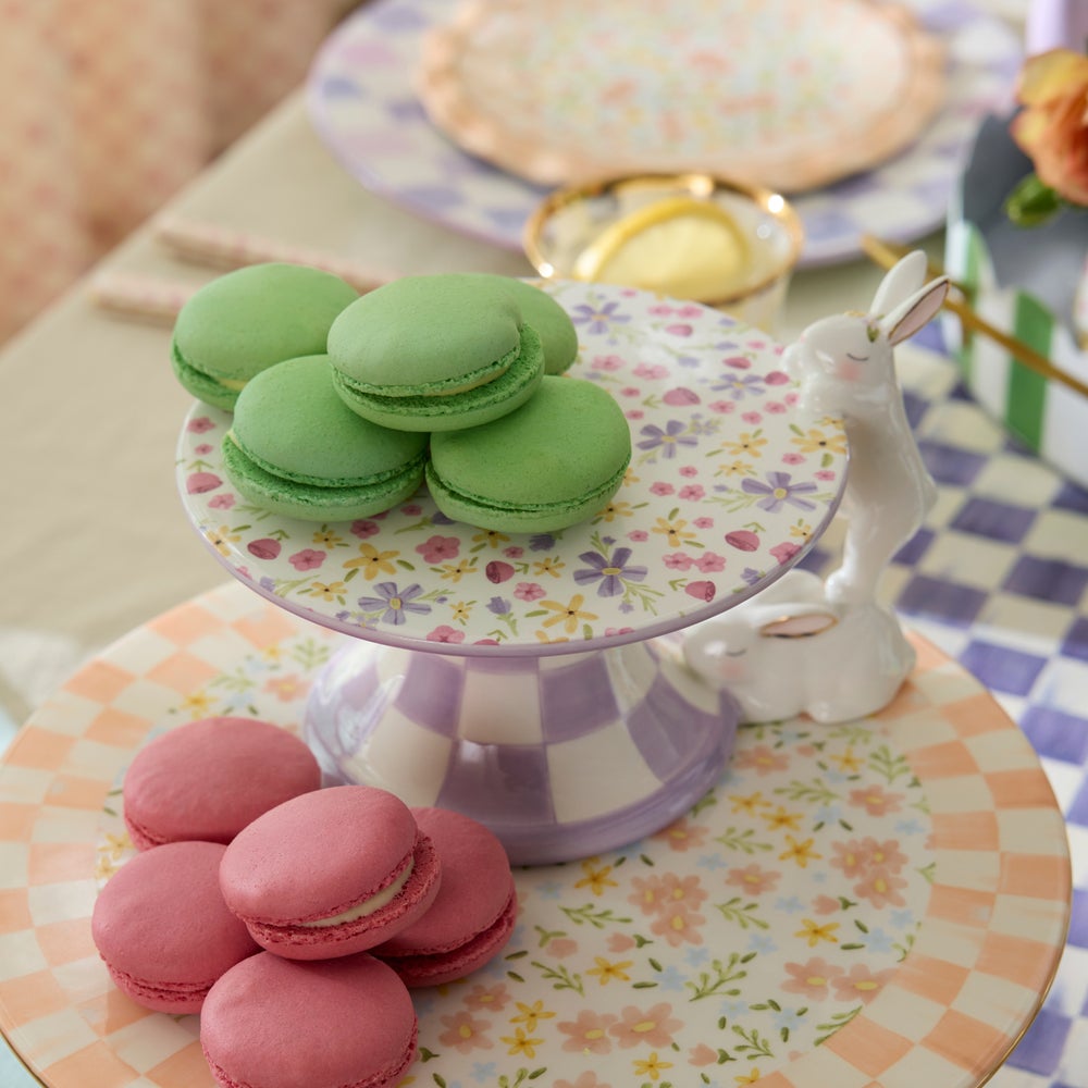 MACKENZIE-CHILDS Mackenzie-chilllds Posie Patch Ceramic Pedestal Platter - Image 4