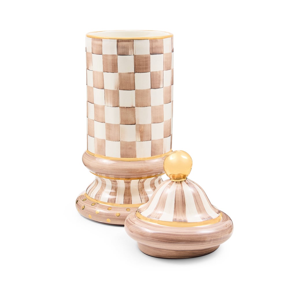 MACKENZIE-CHILDS Mackenzie-chilllds Mocha Check Ceramic Canister - Image 4