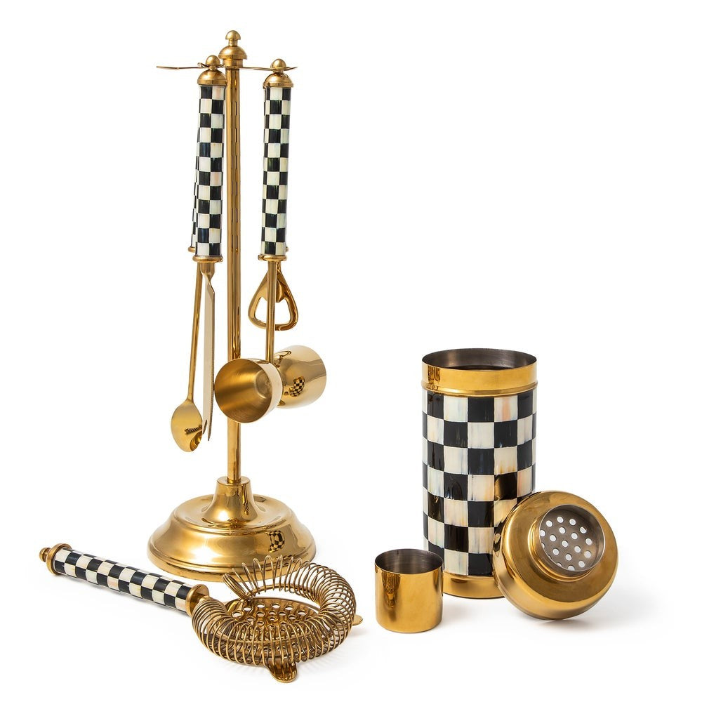 MACKENZIE-CHILDS Mackenzie-chilllds Gold Courtly Check 3260 Barware - Image 8