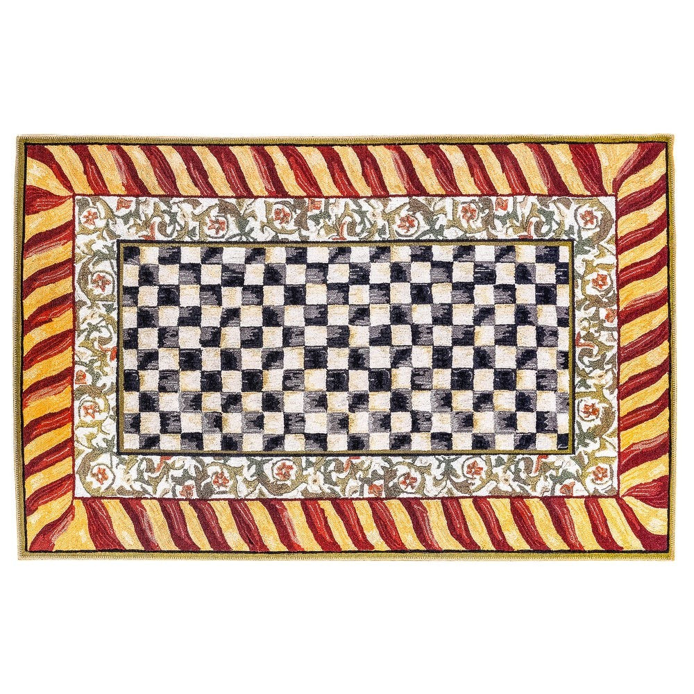 Courtly Check Red & Gold Washable Rug - Image 7