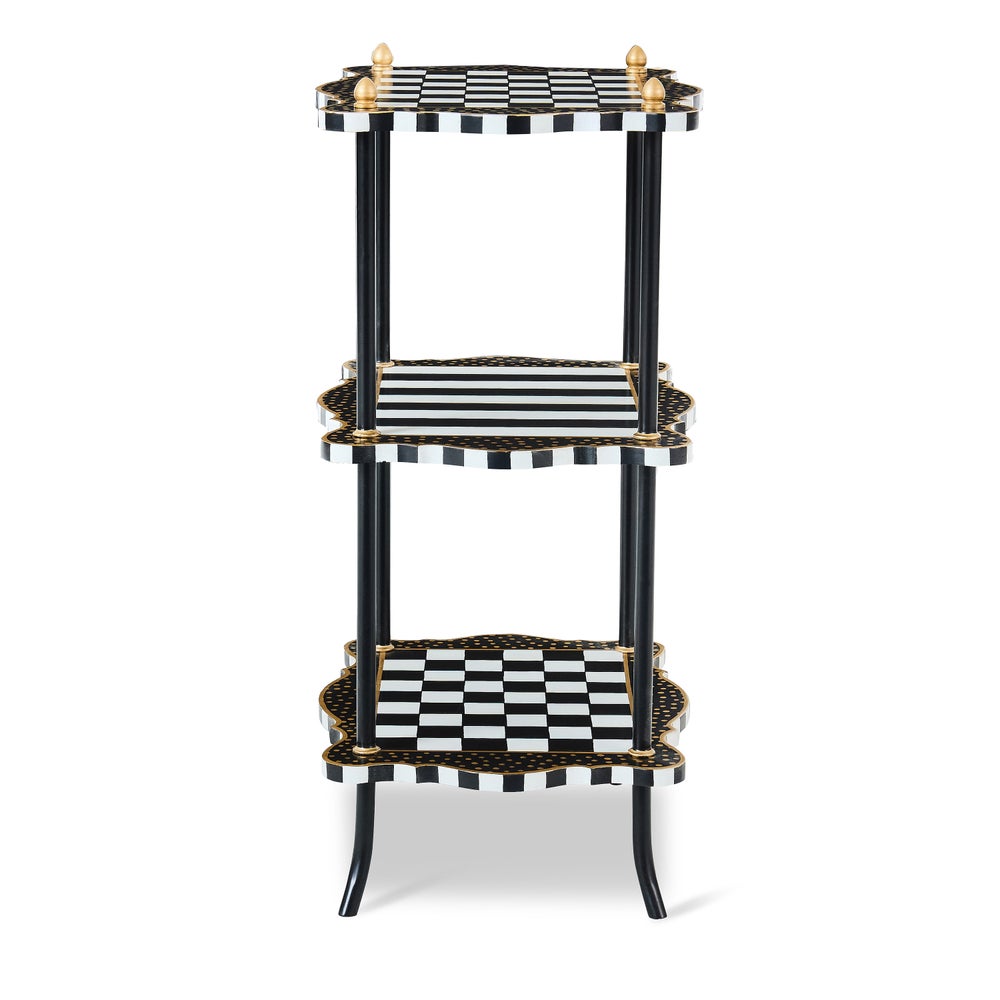 Black & White Check and Stripe 3 Tier Table