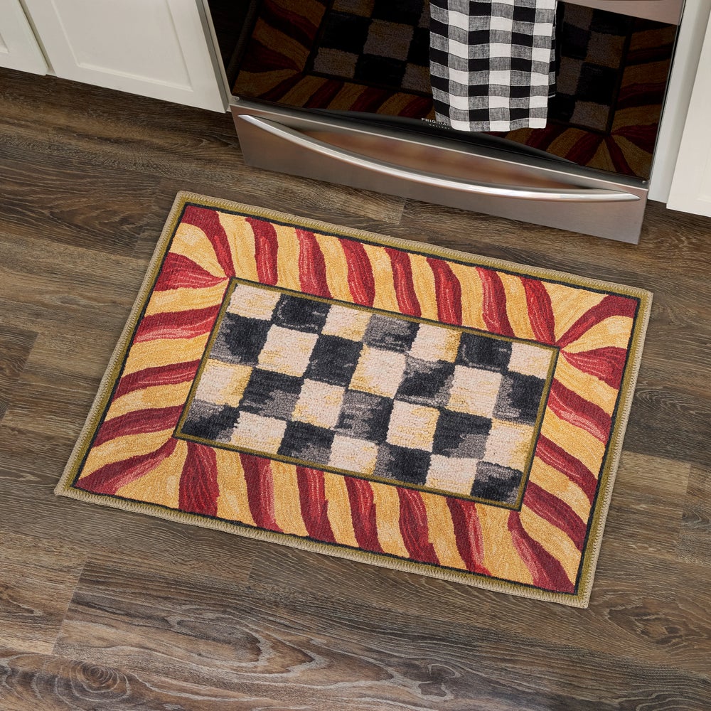 Courtly Check Red & Gold Washable Rug - Image 4