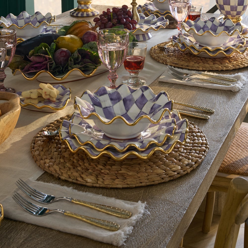 Check Fluted Ceramic Breakfast Bowl - Image 3