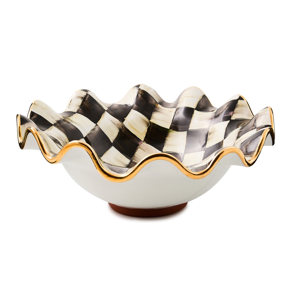Check Medium Ceramic Fluted Serving Bowl - Image 6