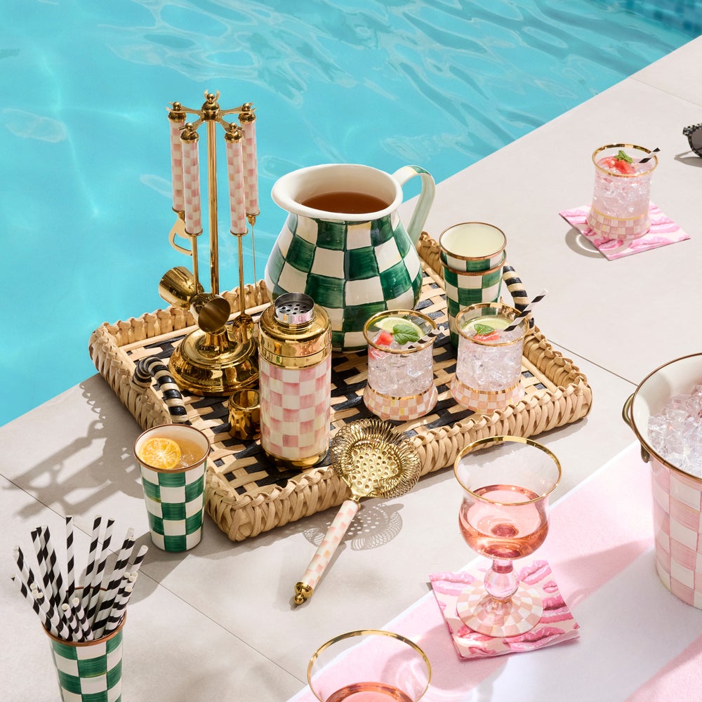 MACKENZIE-CHILDS Mackenzie-chilllds Rosy Check 3260 Barware - Image 6
