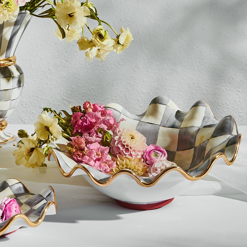 Check Medium Ceramic Fluted Serving Bowl