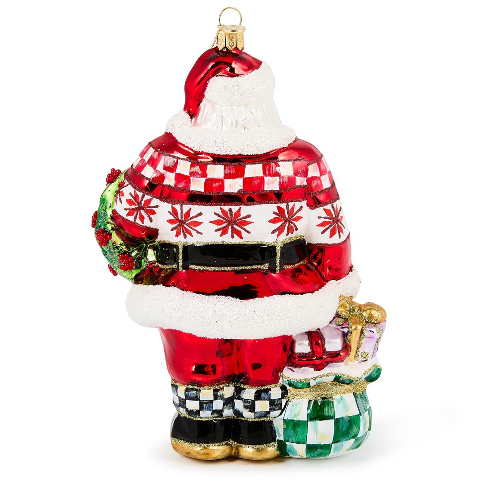 Cozy Sweater Santa Glass Ornament - Image 2