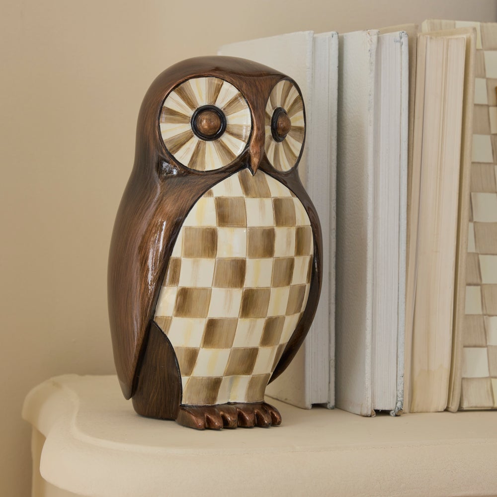 MACKENZIE-CHILDS Mackenzie-chilllds Mocha Check Owl - Image 2