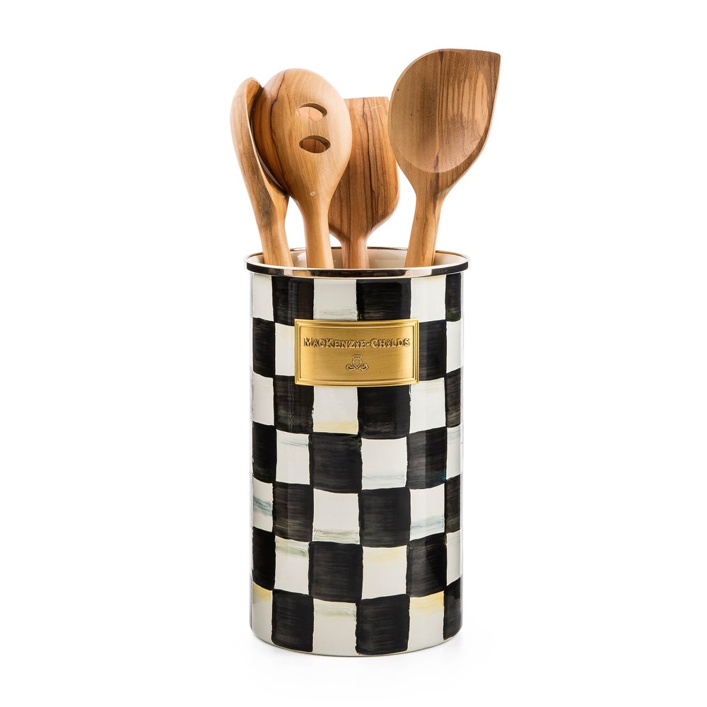 Check Enamelware Utensil Holder - Image 2
