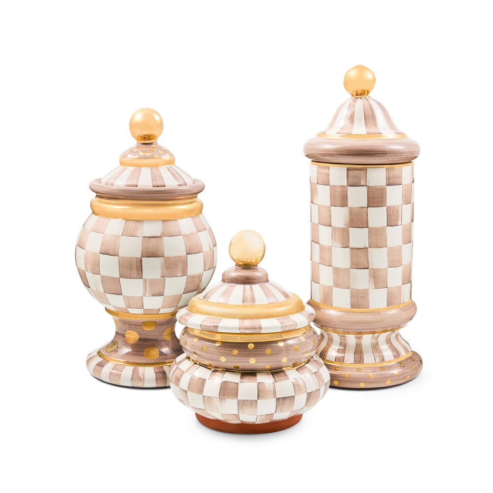 MACKENZIE-CHILDS Mackenzie-chilllds Mocha Check Ceramic Canister - Image 7