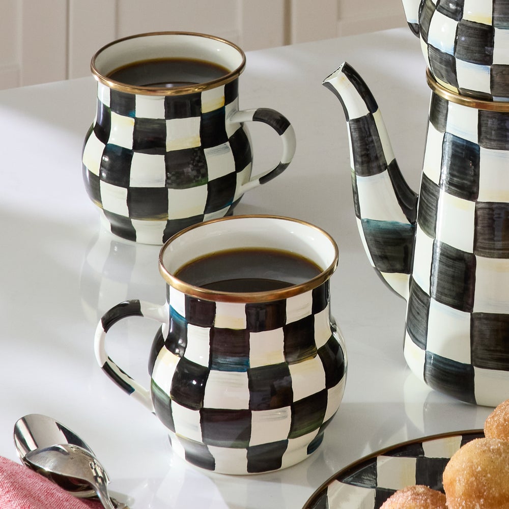 Check Enamel Mug