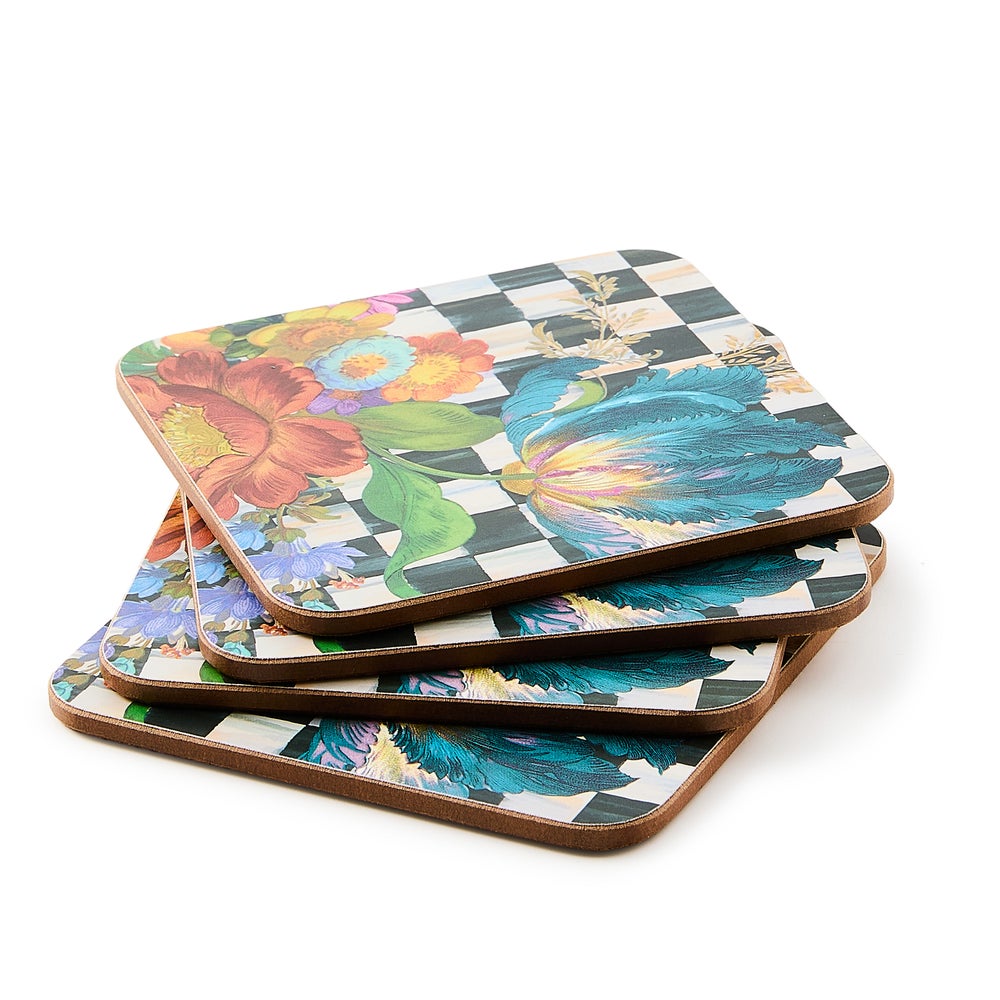 Courtly Flower Market Cork Back Coasters, Set of 4 - Image 3
