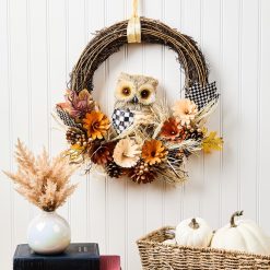 Alternative view of Autumnology Owl 16" Wreath