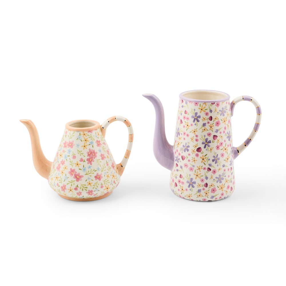 MACKENZIE-CHILDS Mackenzie-chilllds Posie Patch Ceramic Teapot Vases, Set of 2 - Image 3