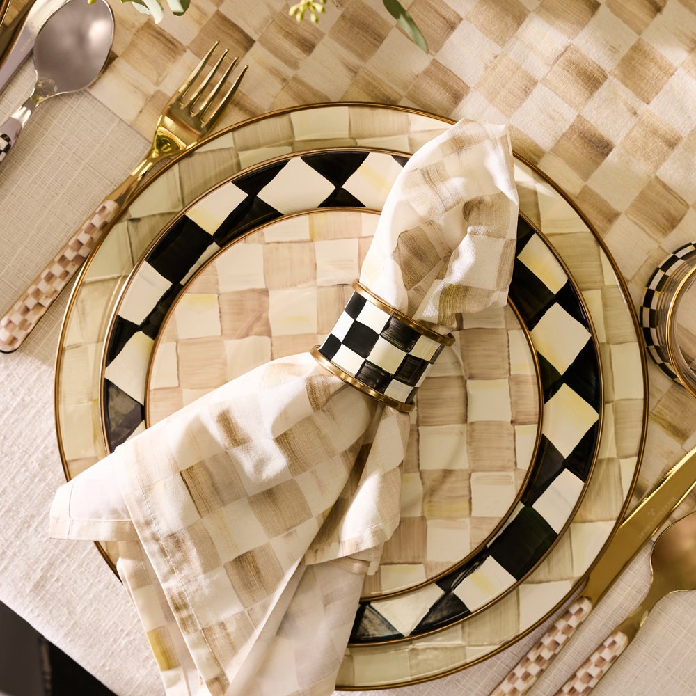MACKENZIE-CHILDS Mackenzie-chilllds Mocha Check Enamel Dinnerware - Image 13