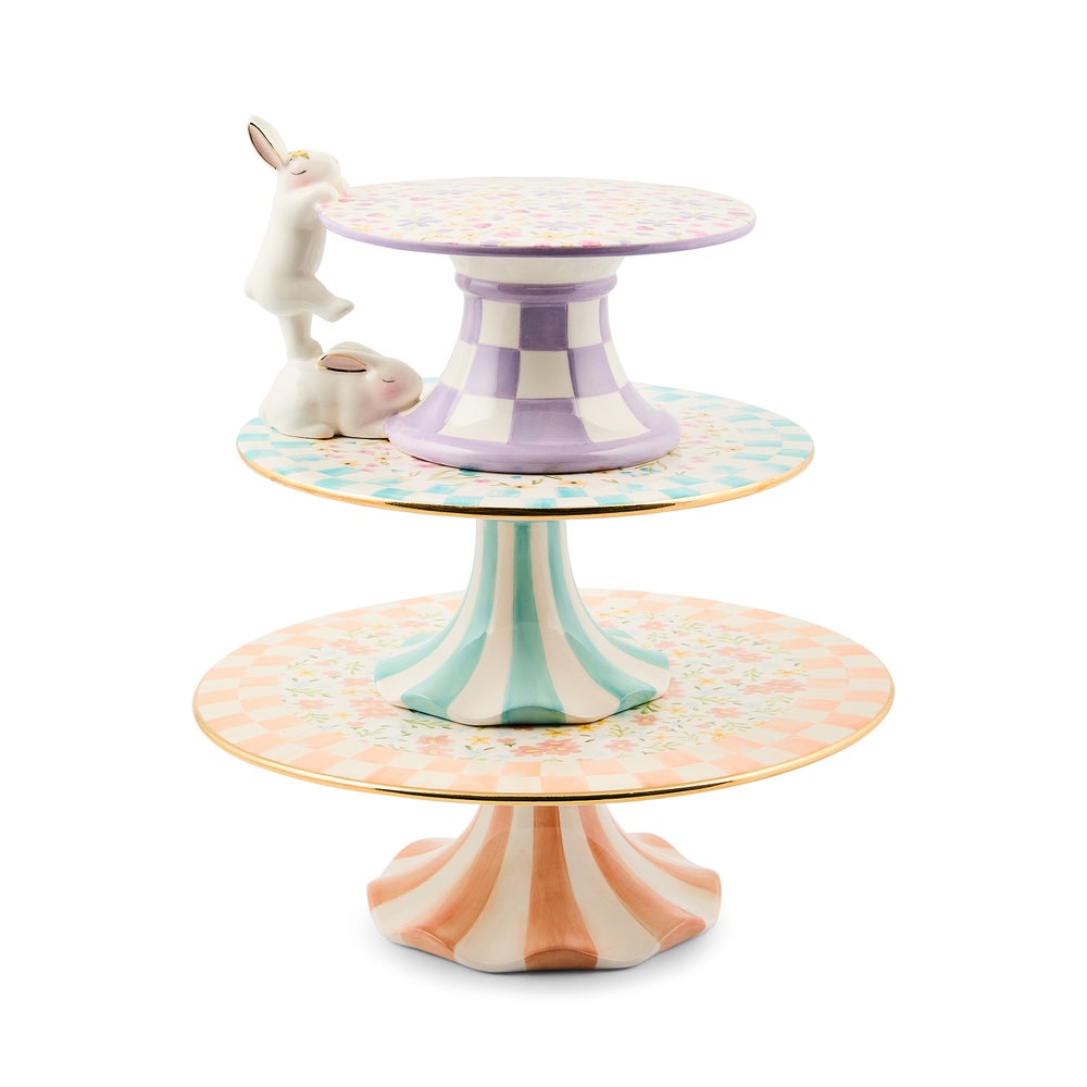 MACKENZIE-CHILDS Mackenzie-chilllds Posie Patch Ceramic Pedestal Platter - Image 9